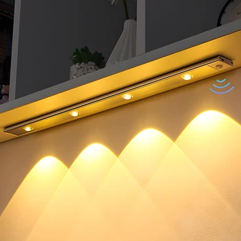 LED нощни светлини сензор за движение безжична светлинна лента USB акумулаторна лампа за кухненски шкаф спалня гардероб осветление