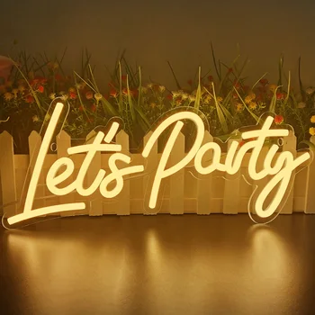 Let's Party Персонализирана неонова знакова светлина за парти бар клуб Сватба стена арт декор светлина висяща светеща акрилна неонова LED знакова светлина