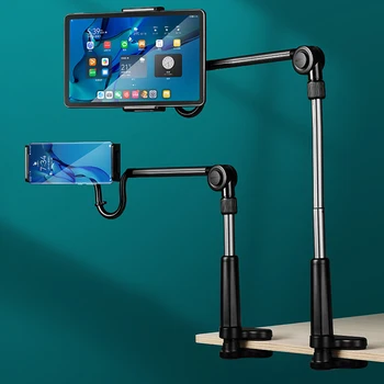 Long Arm Table Stand Holder Алуминиеви мързеливи таблет телефон притежателя универсален настолен телефон клип нощно шкафче за IPhone IPad Samaung