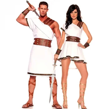 M-XL Възрастен Хелоуин Древногръцки египетски мъже и жени двойка воин костюм косплей воин