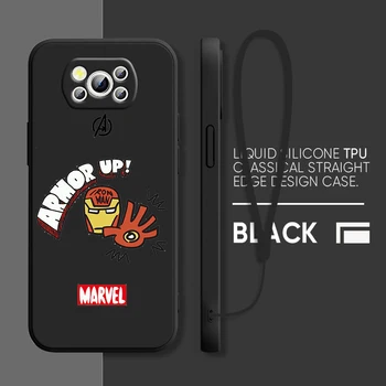 Marvel сладък калъф за телефон Капитан Америка Xiaomi POCO M5 C40 M4 X4 F4 C40 X3 NFC F3 GT M4 M3 M2 Pro C3 4G 5G течно въже капак