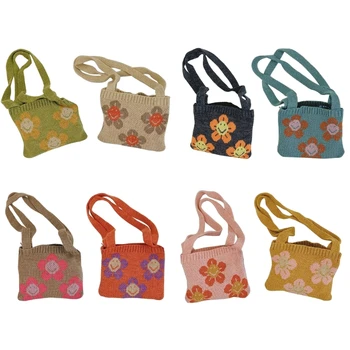 MIni плетени плитки Crossbody портмонета рамо чанти слънце цвете малка чанта
