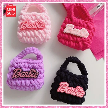 Miniso Барби нов розов ръчно тъкан капка доказателство слушалки чанта Bluetooth слушалки защитен случай плюшени монета съхранение чанта празник подарък