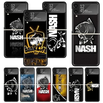 Nash риболов изкуство печат случай за Samsung Galaxy Z Flip 3 4 5 5G черен твърд мобилен телефон черупка ZFlip3 Flip4 Flip5 модел капак