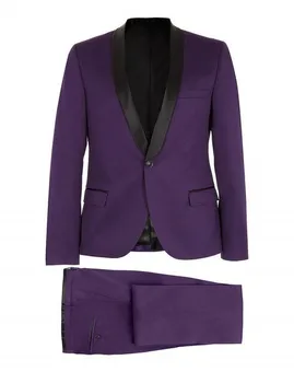 New PurPle Custom Mens Suits Groom Dress Fashion Trend Последен дизайн Terno Masculino Slim Fit Blazer 2 броя (яке + панталони)