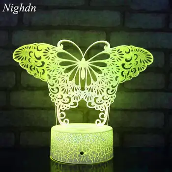 Nighdn пеперуда лампа Led нощна светлина за деца 7 цвят промяна USB таблица нощно легло лампа дете нощна светлина рожден ден коледен подарък