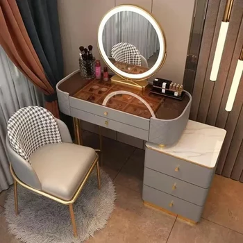 Nordic грим суета маса с огледало тоалетка скринове за спалня скрин светлина луксозен суета бюро мебели за спалня