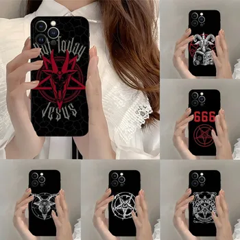 Pentagram 666 демоничен сатанински калъф за телефон 2023 Hot For Iphone 12ProMax 11 13 14 Pro Xs Max Mini Xr X 7 8 6 6s Plus Fundas Coque