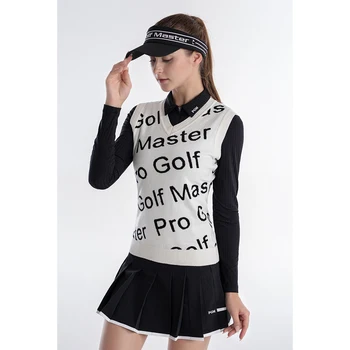 PGM жените голф пуловер жилетка жилетка термична жилетка азбука бродерия v-образно деколте висока еластична жилетка YF637