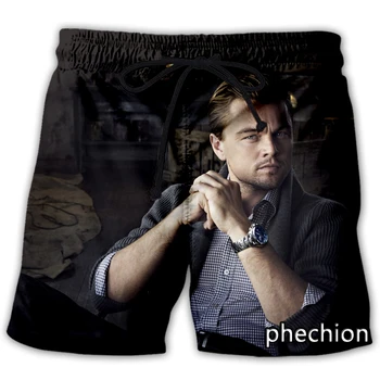 phechion Нова мода мъже / жени Леонардо ди Каприо 3D печат ежедневни шорти новост улично облекло мъже хлабав спортни шорти L95
