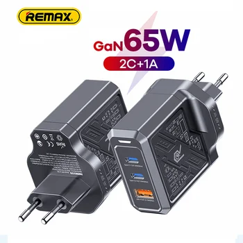 Remax GAN 65W бързо бързо зарядно USB A Type C QC 4.0 PD3.0 бързо зарядно устройство за Xiaomi iPhone 15 Macbook таблет зарядно устройство за бързо зареждане
