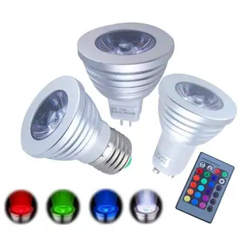 RGB прожектор 3W E27 E14 GU10 GU5.3 MR16 с 24keys дистанционно управление цвят промяна светлина лампи крушки за декорация на дома