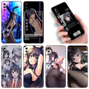 Sakurajima Mai аниме телефон случай за Huawei Honor 7A 8A 9X 20 Pro 10X Lite 7S 8S 8C 8X 9A 9C 10i 20i 30i 20E 20S мек черен капак