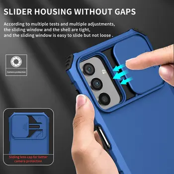 Slide Lens Hybrid Bumper Coque за Samsung Galaxy A54 5G 2023 Обратно калъф Selfie Phone Samsung A04 A14 A34 A 54 04 14 A04S Funda