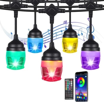 Smart App Control Глобус крушки String Light 11M 12Bulbs Waterproof Music Sync Christmas Patio Hanging Fairy Garland Light Decor