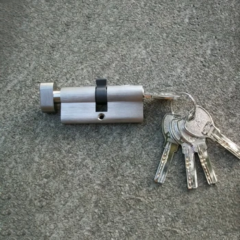 Solid Brass European Mortise Door Lock Cylinder 70mm Single Open Large Lock Core Lock Gall Repair Parts + Key (Keys Alike)