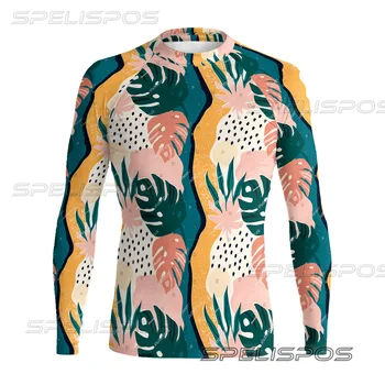 SPELISPOS Мъжка мода Удобна риза Дълъг ръкав Сърфинг Бански Водни спортове Фитнес Бързосъхнеща Високоеластична UPF 50+ Tops