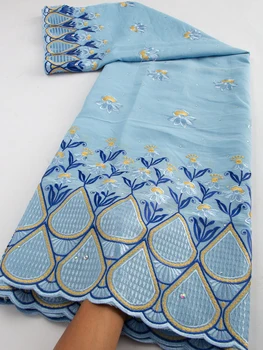 Swiss Voile Lace Fabric 2024 Висококачествена нигерийска африканска памучна тъкан с камъни за жени Вечерни парти рокли Sew TY3581