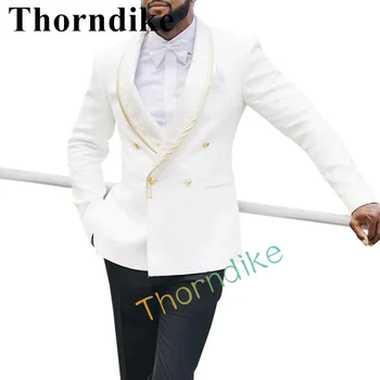 Thorndike Tailor Made есенен шал ревера бял сватбен костюм мъже двуреден парти младоженец смокинги