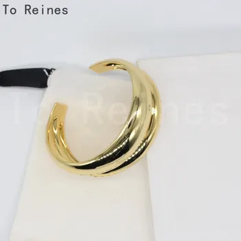 To Reines Златен цвят Гладка проста отваряща се кръгла гривна Неправилен дизайн на личността Жени Висококачествени подаръци Сватбени бижута