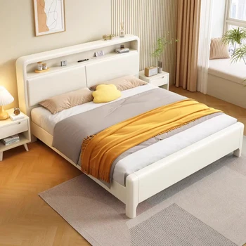 Twin високо качество легло организатор релакс минималистичен бял майстор спалня дизайн легло Nordic масивна дървесина Cama De Casal мебели за дома