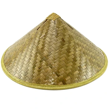 Unpainted Blank Bamboo ConeHat Sunshade- Stage Performance Prop Handwoven Straw Hat Crafted Asian Тематични декорации