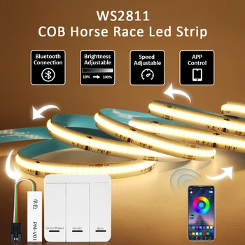 WS2811 течаща вода COB LED лента светлина DC 24V пиксел IC Bluetooth контрол преследване ефект Flex лента 5M 10M лента