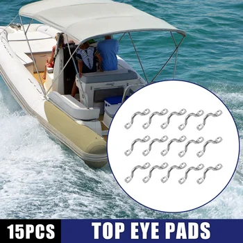 X Autohaux 15pcs Bimini Pad Eye Strap Deck Loops Tie Down Anchor Point for Bimini Boat Top Kayak Deck Loops 316 Stainless Steel