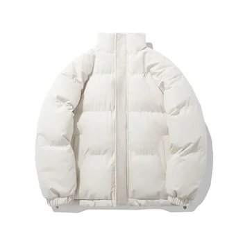 Y2K есен и зима реколта топло пухено яке жени високо врата цип дизайн памук подплатени палто