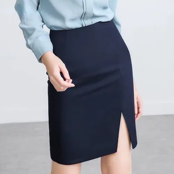 YASUGUOJI Office Lady Formal Slim Fit Skirts Women OL A-Line Solid Pencil Skirt Casual 2022 A- Line Work Wear Дамски поли