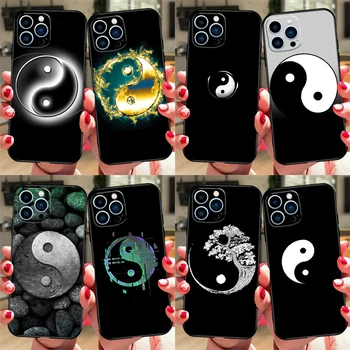 Yin Yang черен бял калъф за iPhone 15 13 11 14 Pro Max 12 Mini 7 8 Plus XR X XS Max SE силиконов капак за телефон