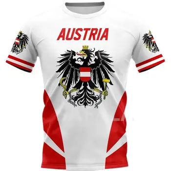 АВСТРИЯ Австрия Национална емблема отпечатани 3D мъжки тениска кръг врата къс ръкав мода готино улично облекло плюс размер хлабав риза
