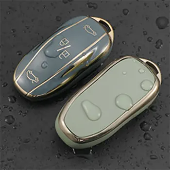  Аксесоари за автомобили Ключодържател за Tesla Model 3 Y 2023 Аксесоари S X Smart Remote Key Cover Protection Shell с ключодържател за кола