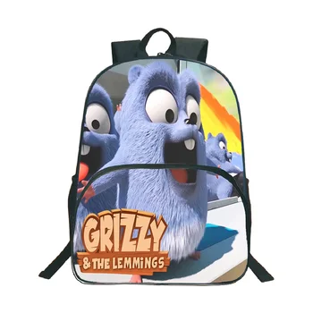 Аниме Grizzy And The Lemmings Backpack Girls Boys School Bag Travel Mochila Happy Grizzly Bear Bagpacks Student Cartoon Rucksack