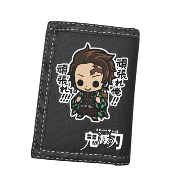 Аниме Японски карикатура Demon Slayer Kimetsu No Yaiba Tanjiro Kamado Oxford Wallet Short Coin Портмоне с държач за карти