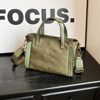 армейски зелен найлон чанта голяма пазарска чанта за жени прости пътуване отдих рамо чанта женски универсален широк каишка crossbody чанта черен