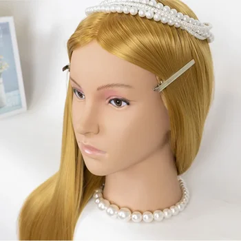 блондинка висока температура влакна коса манекен обучение главата за плитка фризьорски Manikin кукла фризьорски обучение главата стойка