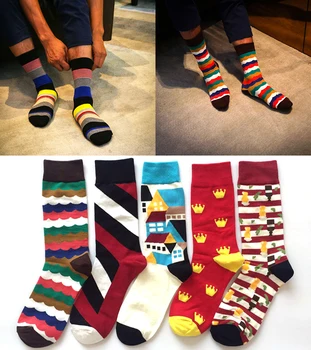 Британски стил мъжки памучни чорапи в висока тръба мода мъжки чорапи европейски и американски прилив марка двойка чорапи