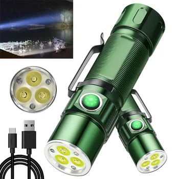  високо качество 3 * SST20 LED фенерче 18650 супер ярка факел акумулаторна USB светлина водоустойчива с писалка клип за туризъм къмпинг