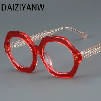 Високо качество многоъгълник ацетат очила рамки мъже дама универсален реколта оптични рецепта очила рамка