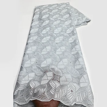 Висококачествена дантела 2023 нигерийски швейцарски 100% памук дантела африкански дантела плат бродерия плат за жени парти рокля LY3530-1