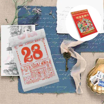 Висящ календар Висулка за стенен календар Късащ се Висулка за лунен календар Китайски календар Декор Cover Pattern е случаен