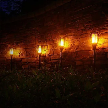 Водоустойчив вътрешен двор трептене танцуващ факел пламък слънчева лампа градина декор LED слънчеви светлини външни градински светлини пътека осветление