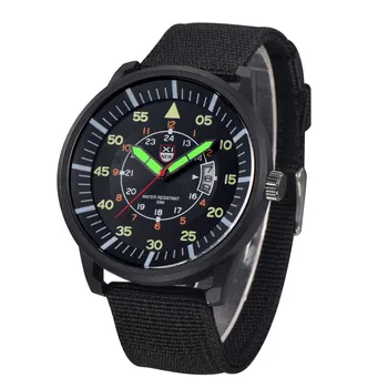 Военни мъжки кварцов часовник черен циферблат дата луксозен спортен ръчен часовник 2 рупии елементи смарт часовник часовници / часовници Мъжки лукс