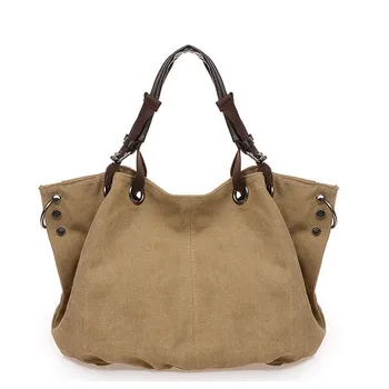 Голям капацитет Дамски чанти за рамо Свободно време Проста платнена чанта Чанта Ретро мода Многофункционални дамски чанти за рамо