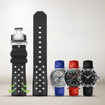 Гумена универсална лента за часовник за Tissot Starfish Speedchi V8 Sports Omega Ocean 600 22mm висококачествена износоустойчива каишка за часовник