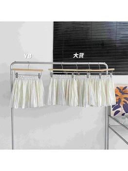Дамска бяла плисирана пола реколта корейска A-Line мини пола Harajuku Y2k 90s естетическа мода елегантна пола 2000s дрехи 2024