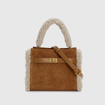 Дамски плюшени пазарска чанта класически дизайнер през есента зима дами луксозна чанта голям капацитет рамо crossbody чанти и портмонета