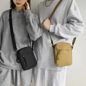 Дамски чанти за кръстосано тяло Малки чанти за рамо за мъже корейски плътен цвят студенти телефонни чанти мини пратеник чанта