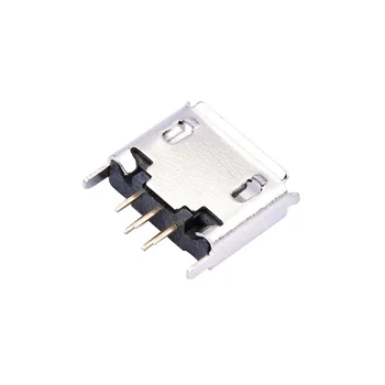 Директен plug-in MICRO Mini без страна плоска уста жак женска седалка USB 5pin 180 градуса вертикално с кърлинг страна USB 5 пинов